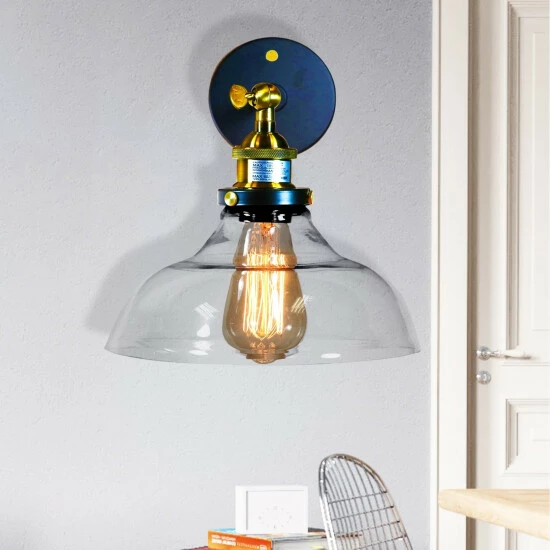 Brand new โ Warehouse Of Tiffany Langdon Black 1-Light Sconce With Clear Glass Shade ๐ 1 Brand new โ Warehouse Of Tiffany Langdon Black 1-Light Sconce With Clear Glass Shade ๐