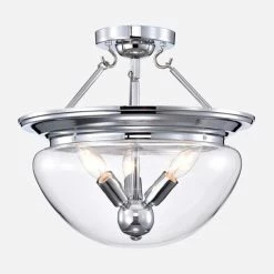 Outlet 🧨 Warehouse Of Tiffany Latona Semi Flush Mount Ceiling Light Chrome Polished And Clear Glass Finish 3-Light - N/A ✔️ -Warehouse of Tiffany sale unnamed file 6659