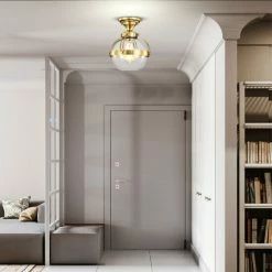 New ✔️ Warehouse Of Tiffany Concordia Semi Flush Mount Ceiling Light Brass Gold And Clear Glass Finish 1-Light - N/A Brass And Clear 🔔 -Warehouse of Tiffany sale unnamed file 6690