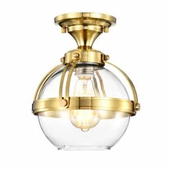 New ✔️ Warehouse Of Tiffany Concordia Semi Flush Mount Ceiling Light Brass Gold And Clear Glass Finish 1-Light - N/A Brass And Clear 🔔 -Warehouse of Tiffany sale unnamed file 6691