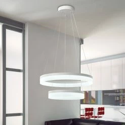 Flash Sale ✨ Warehouse Of Tiffany Revelio White 2-Light LED Pendant With Clear Shade 🎉