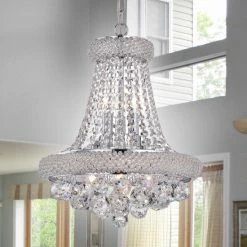 Outlet 😀 Warehouse Of Tiffany Isidra Chrome And Crystal 15-inch Chandelier 🧨