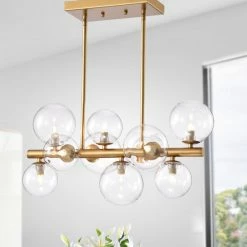 Budget ๐ Warehouse Of Tiffany Darden 22-inch Gold 10-Light Clear Glass Shade Linear Chandelier ๐