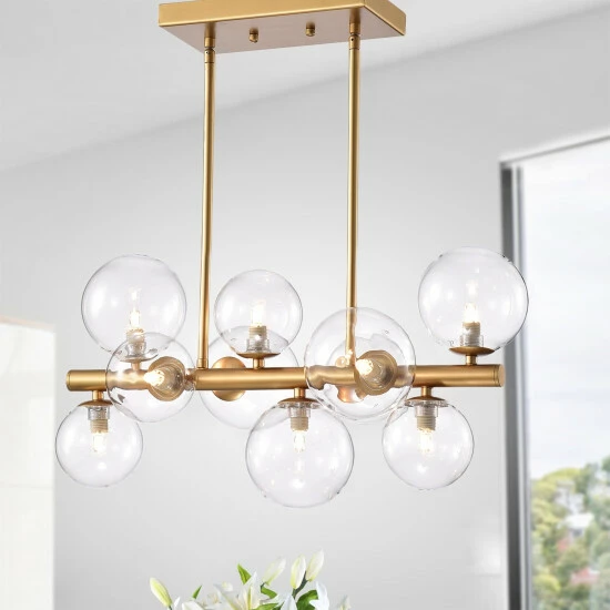 Budget ๐ Warehouse Of Tiffany Darden 22-inch Gold 10-Light Clear Glass Shade Linear Chandelier ๐ 1 Budget ๐ Warehouse Of Tiffany Darden 22-inch Gold 10-Light Clear Glass Shade Linear Chandelier ๐