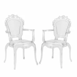 Best reviews of ⭐ Warehouse Of Tiffany Gittel Clear Or Amber Transparent Acrylic Arm Chair Dining Chairs - (Set Of 2) 🔥