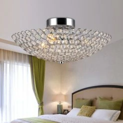Hot Sale โ Warehouse Of Tiffany Marilla 3-Light 16-Inch Chrome Crystal Semi-Flush Mount - Silver ๐