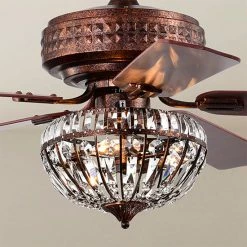 Top 10 👏 Warehouse Of Tiffany Violette 52 Inch Antique Copper Finish Crystal Ceiling Fan With Remote 🌟