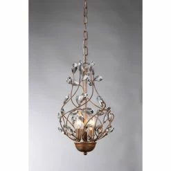 Discount 🎉 Warehouse Of Tiffany Lola 3-light Crystal 11-inch Copper-finish Chandelier 😉
